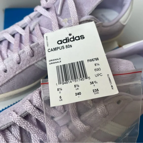 NWT Adidas Campus 80s Light Purple Sneakers leather , lavender - Picture 14 of 16